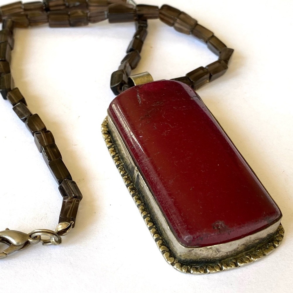 Raspberry Agate Smoky Quartz Necklace - Picture 6 of 16